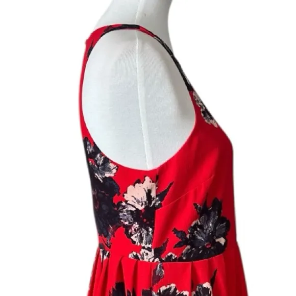 Free People Aline Mini Dress Pockets Halter Neck Red Black Floral Women’s Size 6 - Image 9