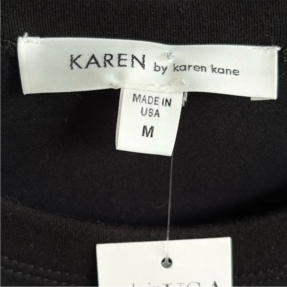 NWT Karen Kane Stretch Popover Dress Black White Striped Size Medium - Image 6