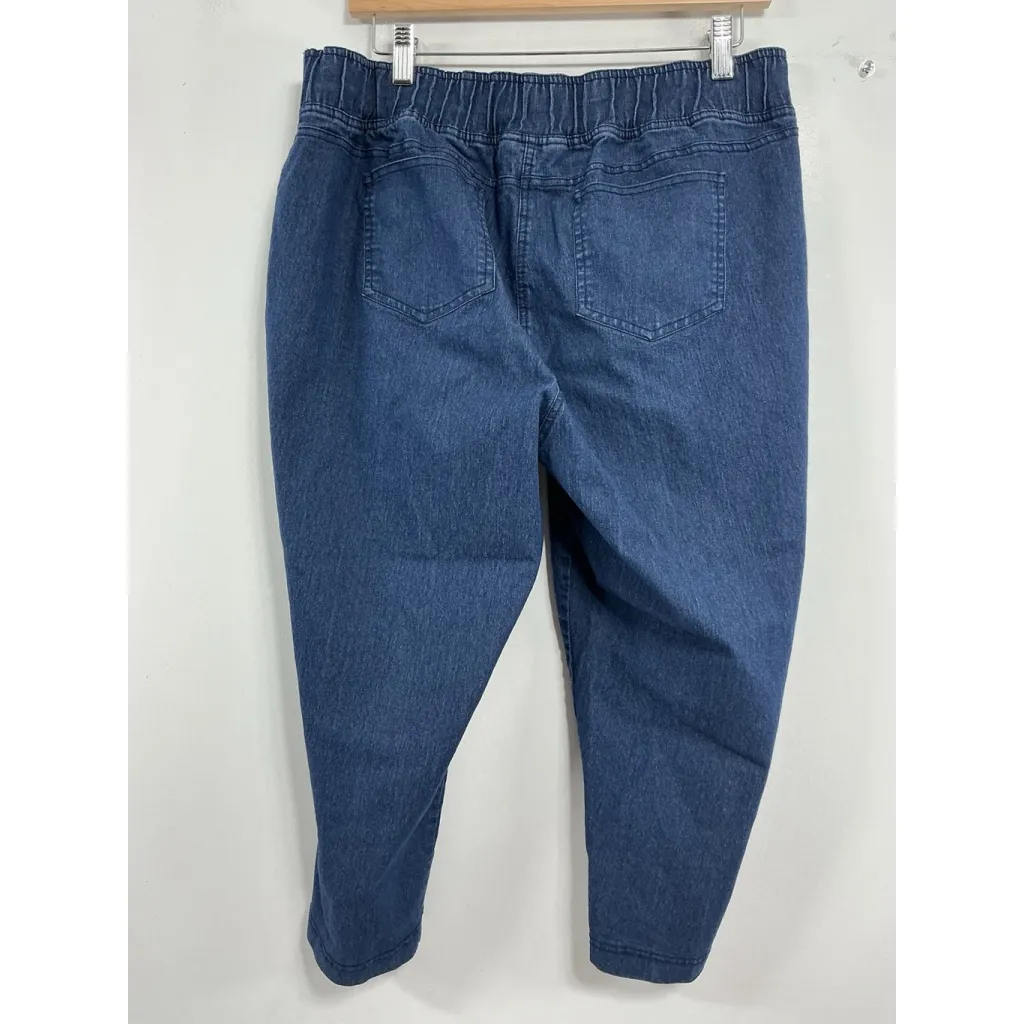 Womans Cathy Daniels Pull On Capri Blue Jeans XL Elastic Waist Excellent - Image 2
