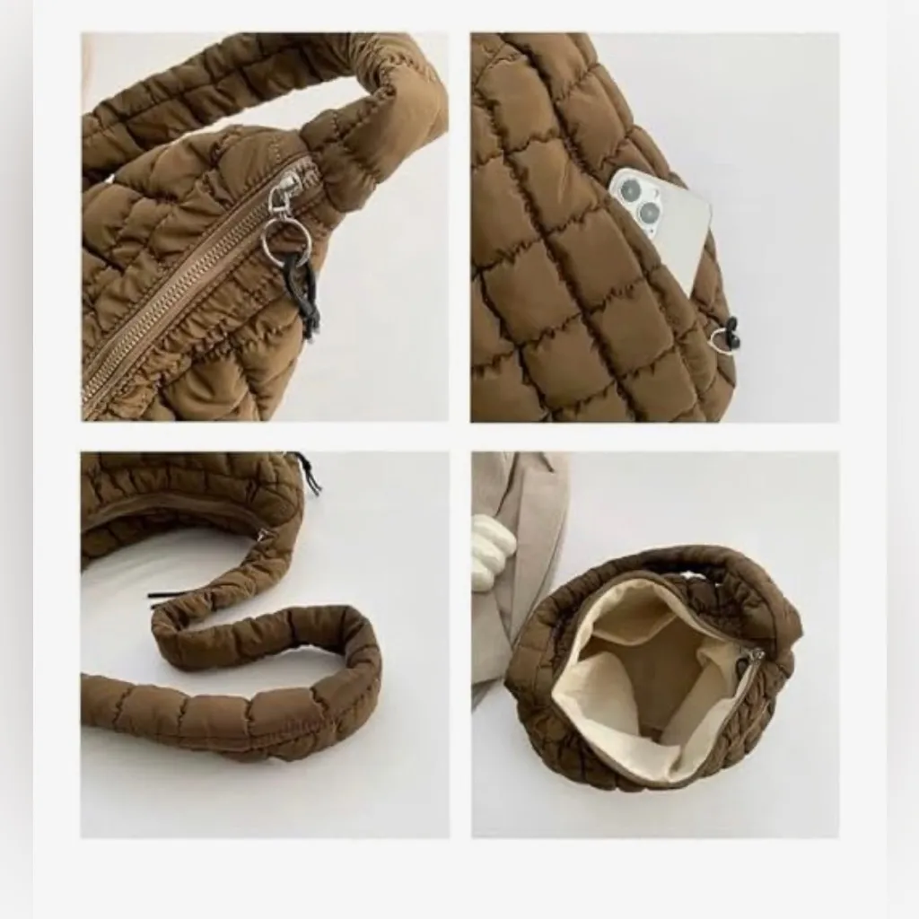 NEW Puffer Crossbody Lightweight Quilted Puffer Tote Shoulder Quilted Hobo Bag - Image 3