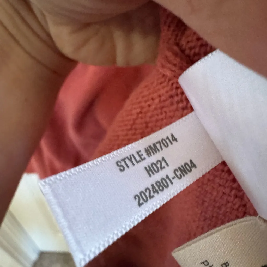 Madewell Double V-Neck cotton pullover sweater size 1x. Salmon pink color - Image 9