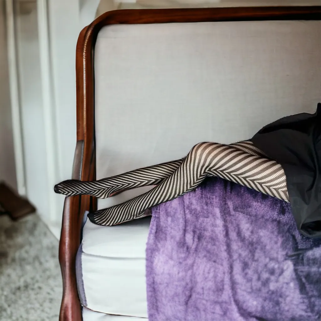 Striped‎ Black Fishnet Tights, High Waist Hollow Out Mesh Pantyhose One Size - Image 6