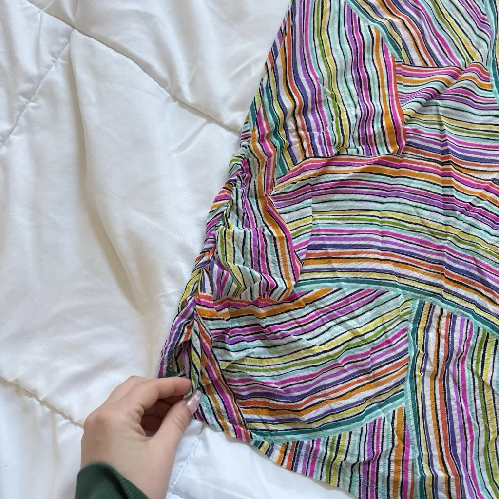 Anne Cole Womens Size L/XL Striped Short Sleeve Swim Coverup Beach Pool Pink - Image 3