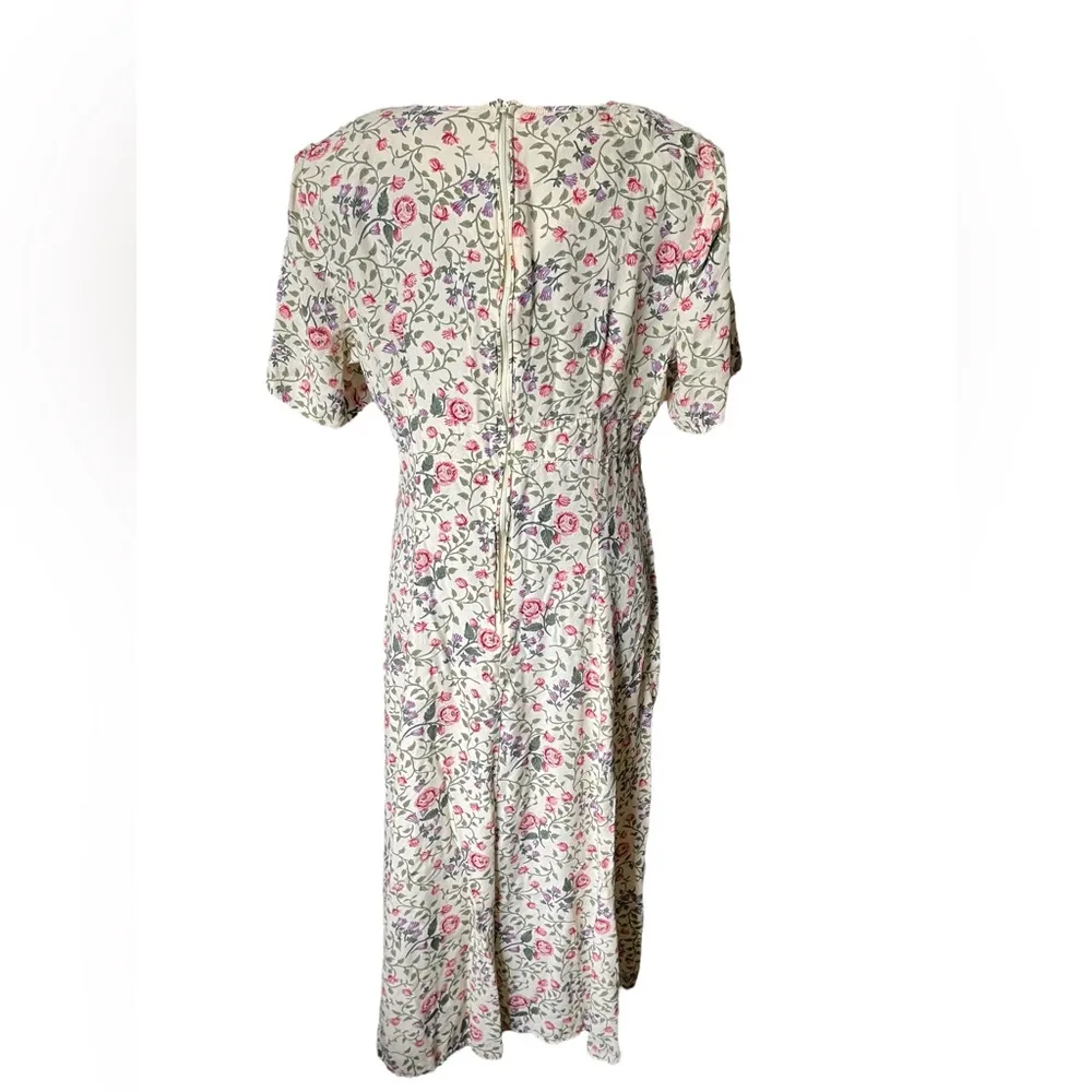 M.H.M. Melissa Harper Vintage 90s Cottagecore Witchy Prairie Floral Midi Dress - Image 5