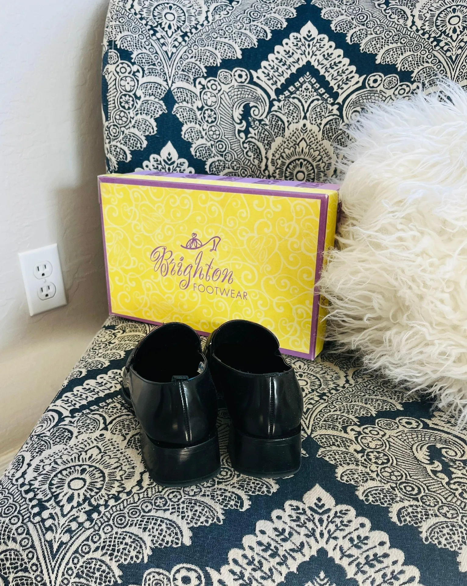 Brighton vintage Dawn blk/chestnut polished calf croc heeled loafers - Image 6