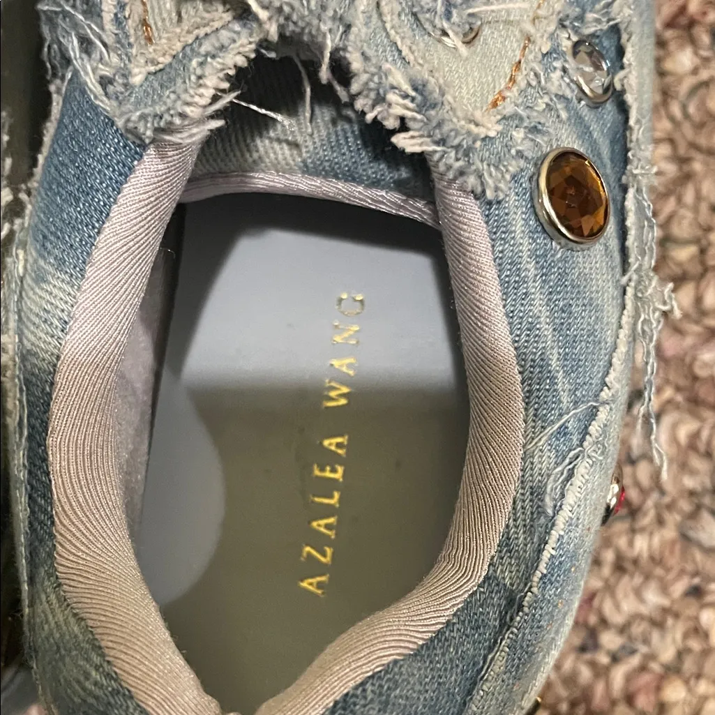 Womens Like New Azalea Wang Mai Denim Sneakers Blue Size 6 - Image 8