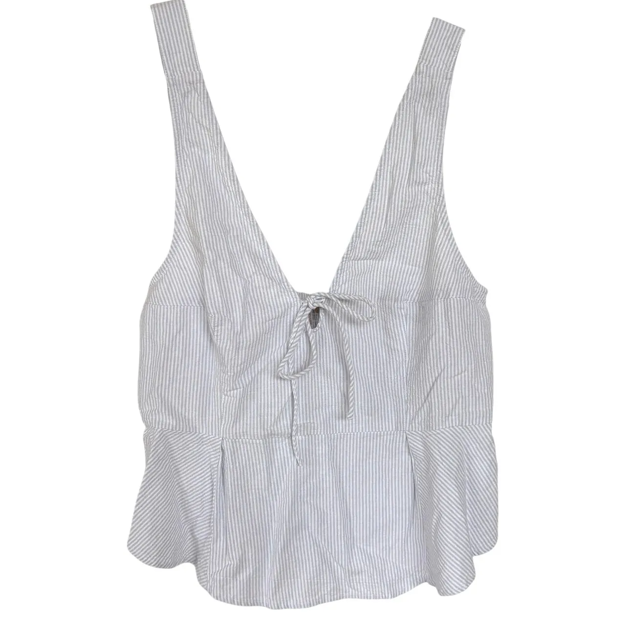 Free People Mika Stripe Tank Peplum Nautical Top Adjustable Beach Vacation XL - Image 4