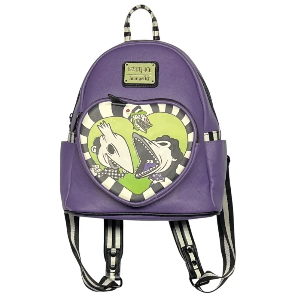 Loungefly Beetlejuice Love Mini Backpack Purple Collector Disney GUC - Image 2