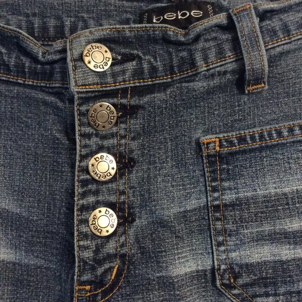 Vintage BEBE patch pocket button up boot cut jeans ADORABLE Size 30 stretch - Image 4