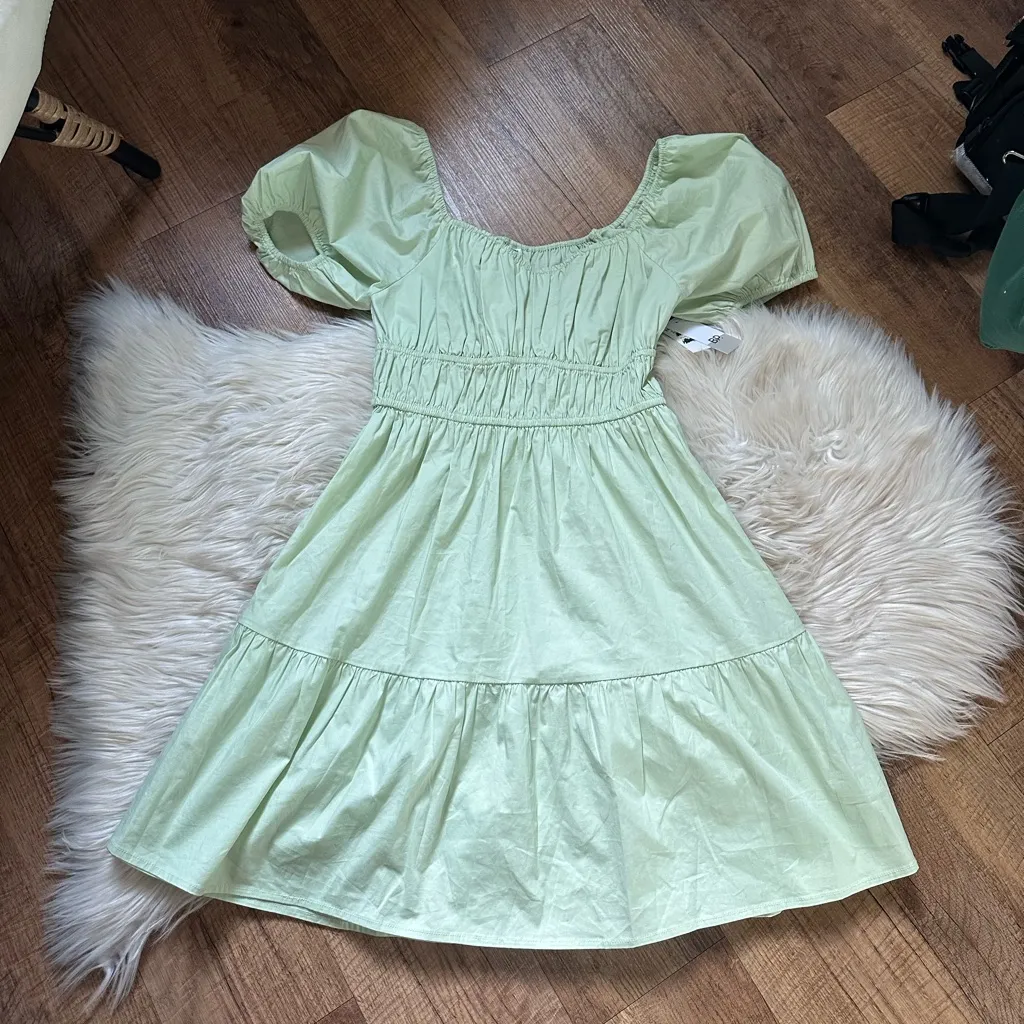 BP. Green Puff Sleeve Mini Dress - Image 3