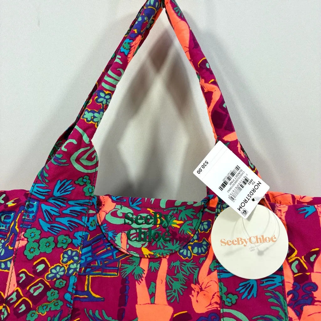 See By Chloe Laetizia Tote Bag Sunset Pink NWT Retro Cotton - Image 9