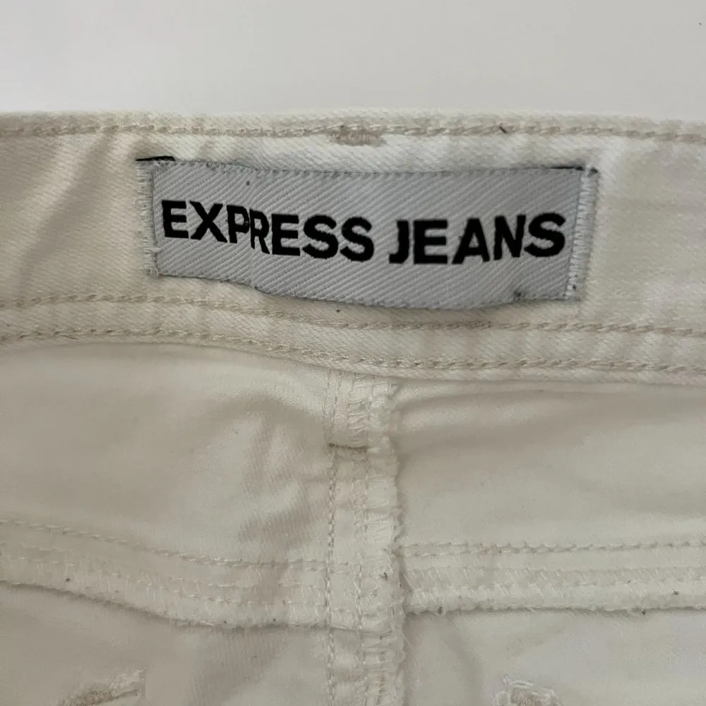 Express Cropped Skinny Jeans in White - Image 5