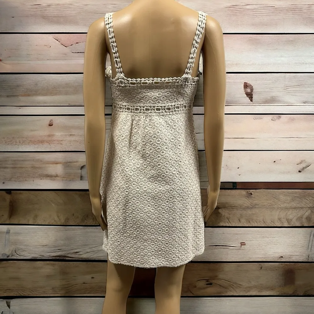 Studio M Cotton Crochet Lace Empire Waist Sleeveless Lined Zip Up Dress Womens 4 - Image 5