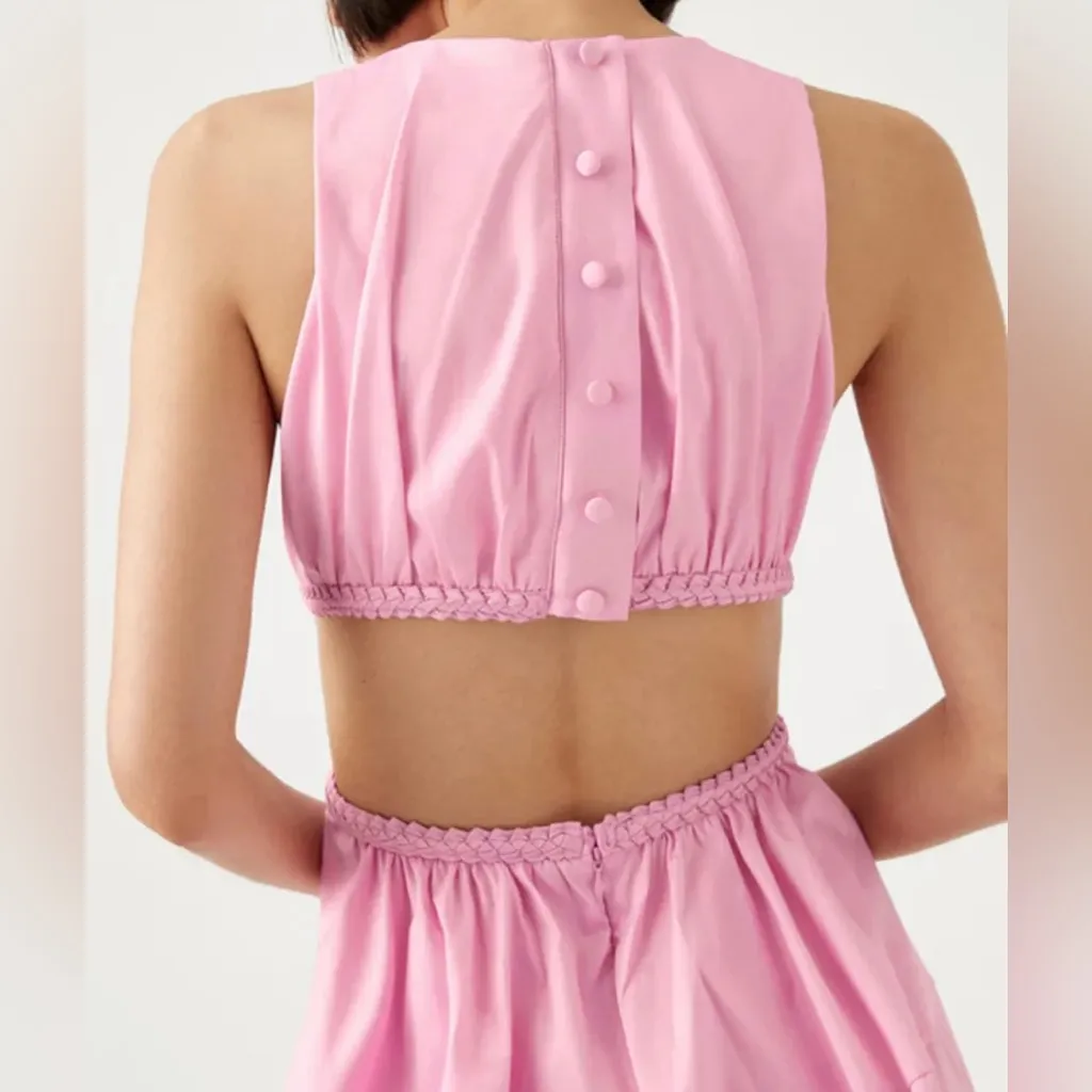 Aje Voyage Braided Cut Out Mini Dress Pink Size 6 - Image 4