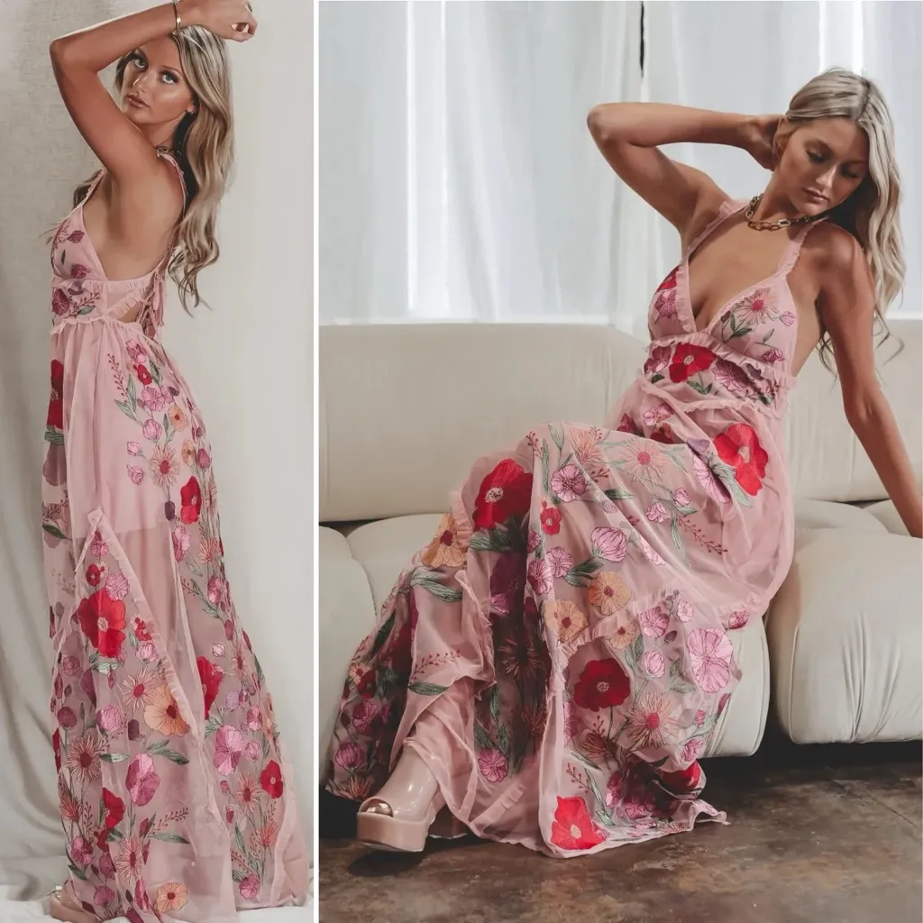 NWOT For Love & Lemons Kaylee Maxi Dress in Pink Floral Size Small - Image 4