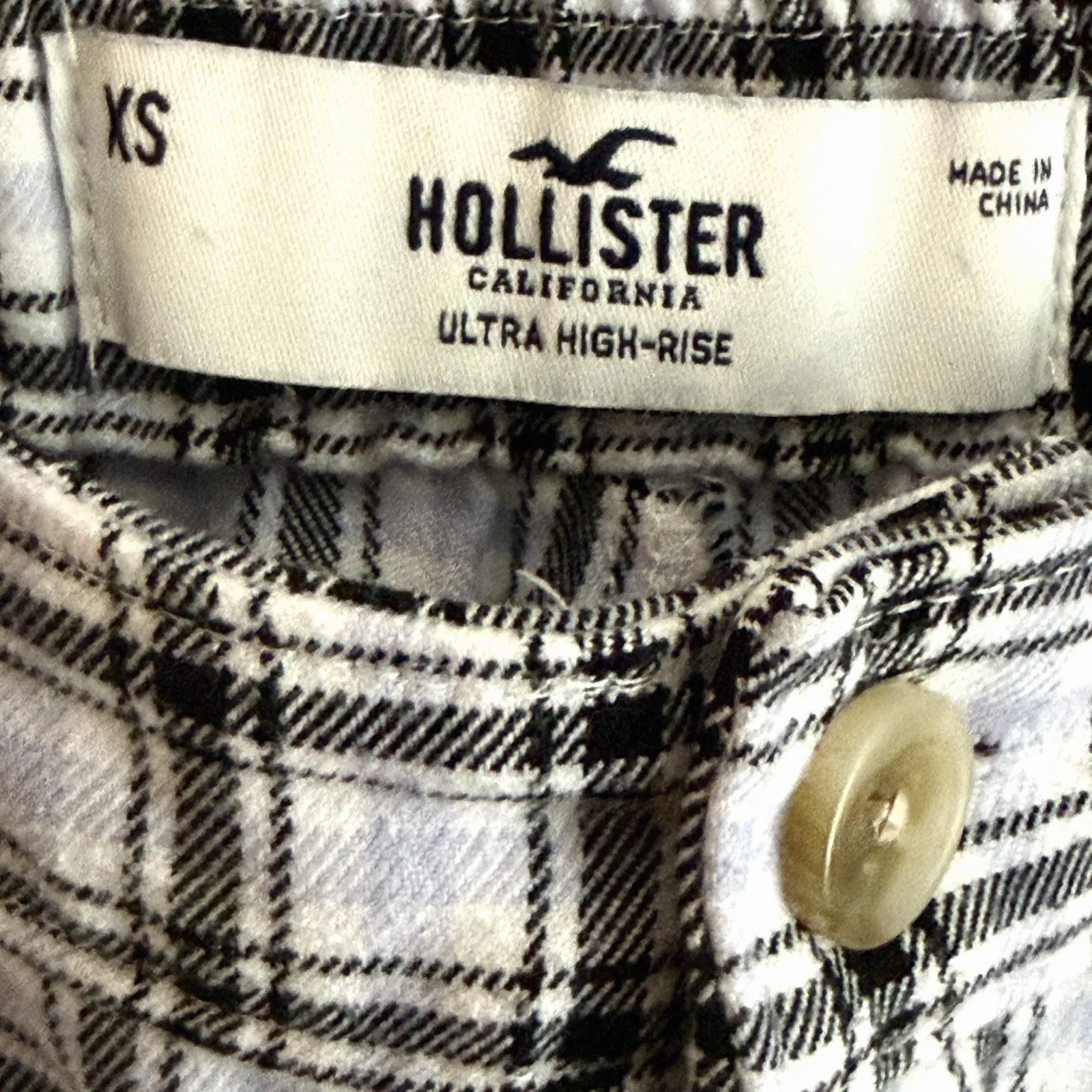 Hollister Ultra High Rise Plaid Pants XS Wide Leg Light Blue Flannel Cabincore - Image 11
