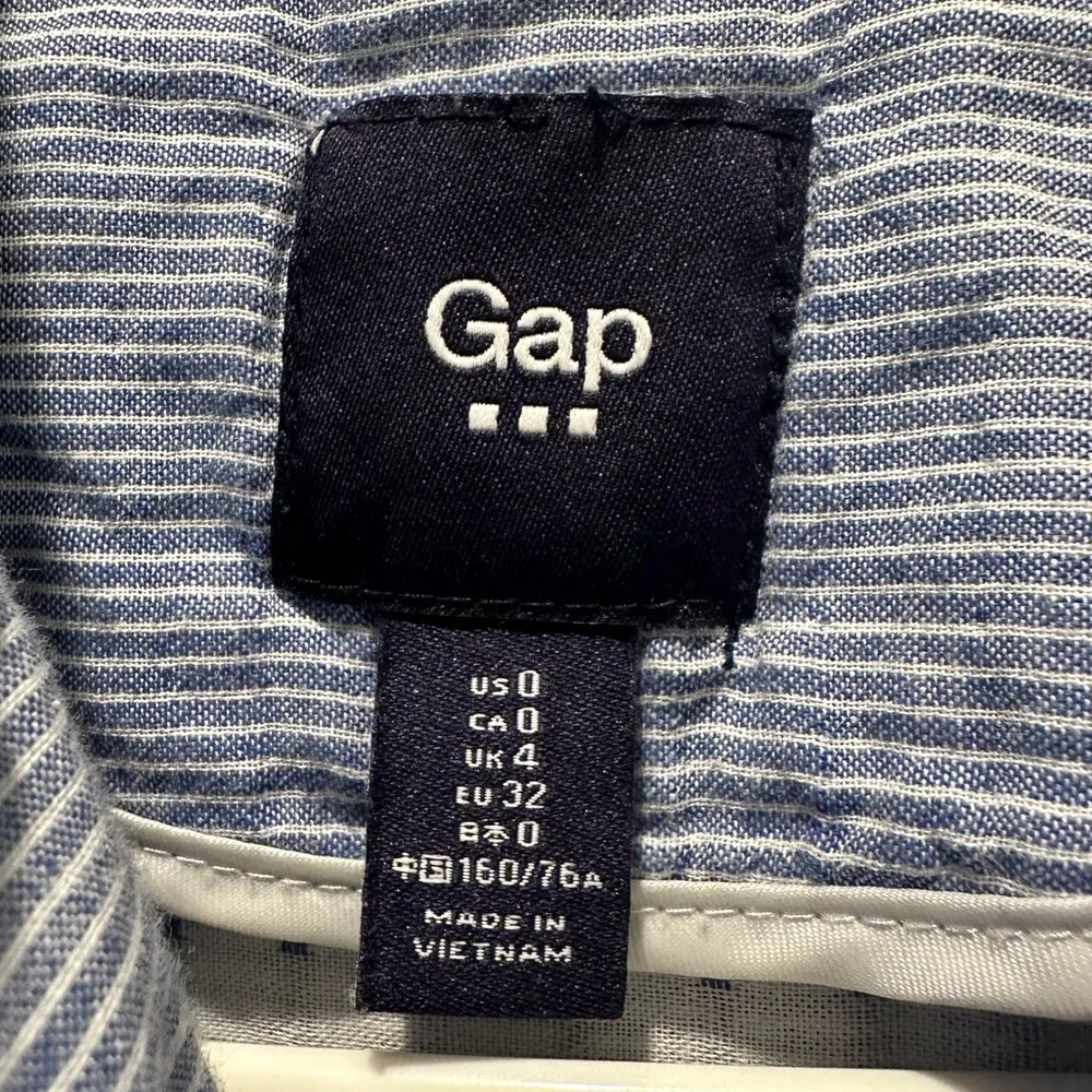 Gap‎ Women's Cotton Blue White Striped Blazer Size 0 Career Business Casual - Image 3