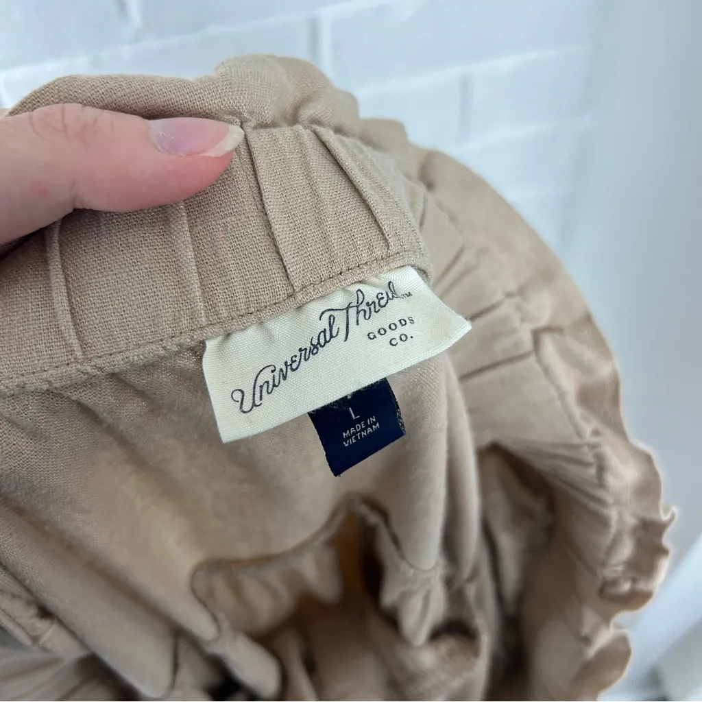 Universal Thread Tan Button Front Linen Blend Skirt Size L - Image 3