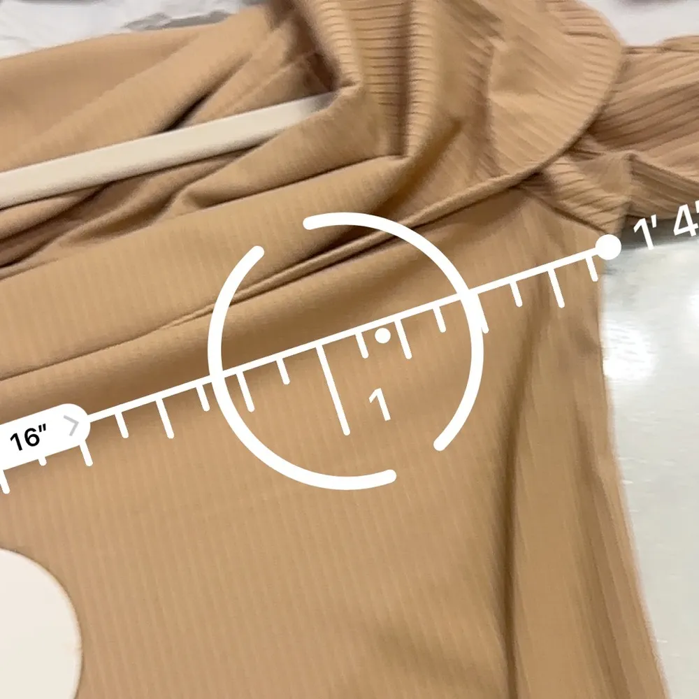 Hayden Women’s Nude Stretchy Ribbed Off the Shoulder Dress Size L - Image 5