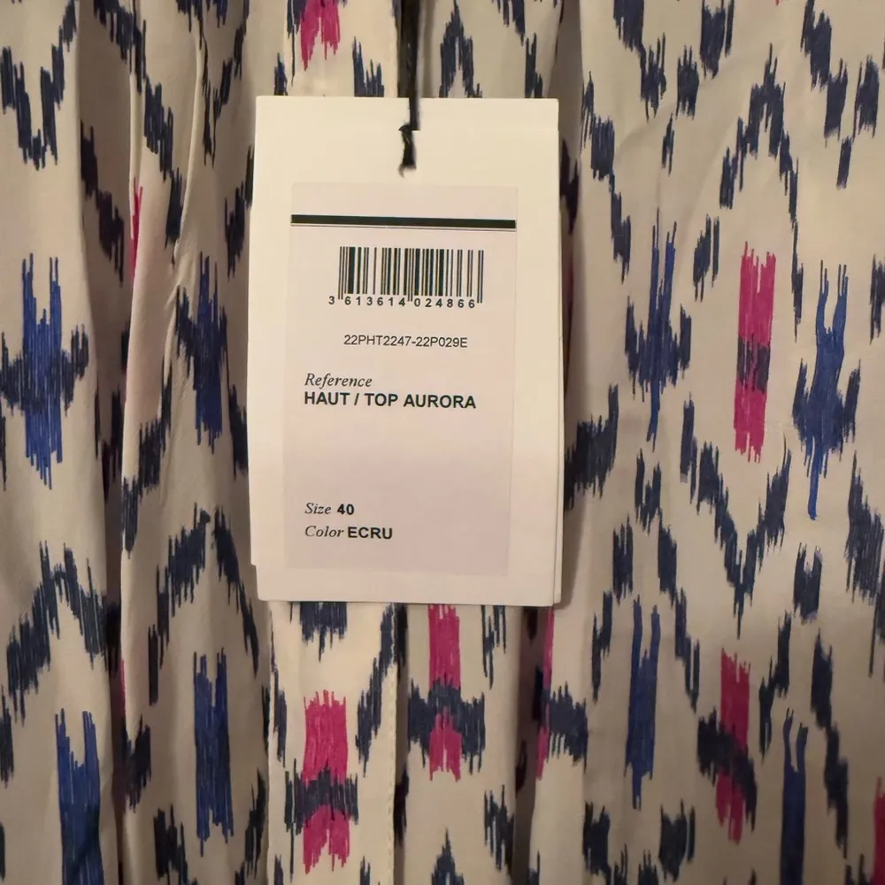 ISABEL ETOILE MARANT Aurora Printed Crepe Blouse in White Blue Pink FR40 US8 NWT - Image 3