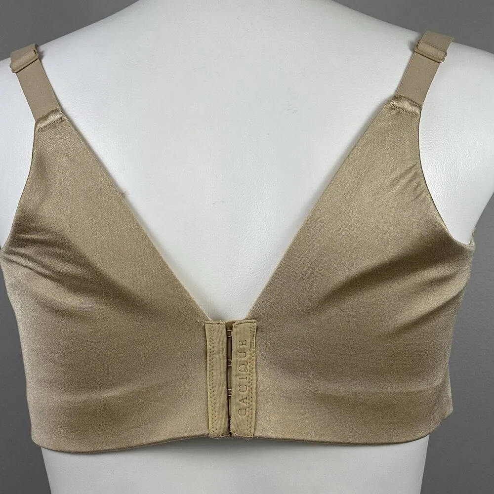 Cacique Lightly Lined No Wire Bra Size 42G Full Coverage Smoothing Beige Shiny - Image 6