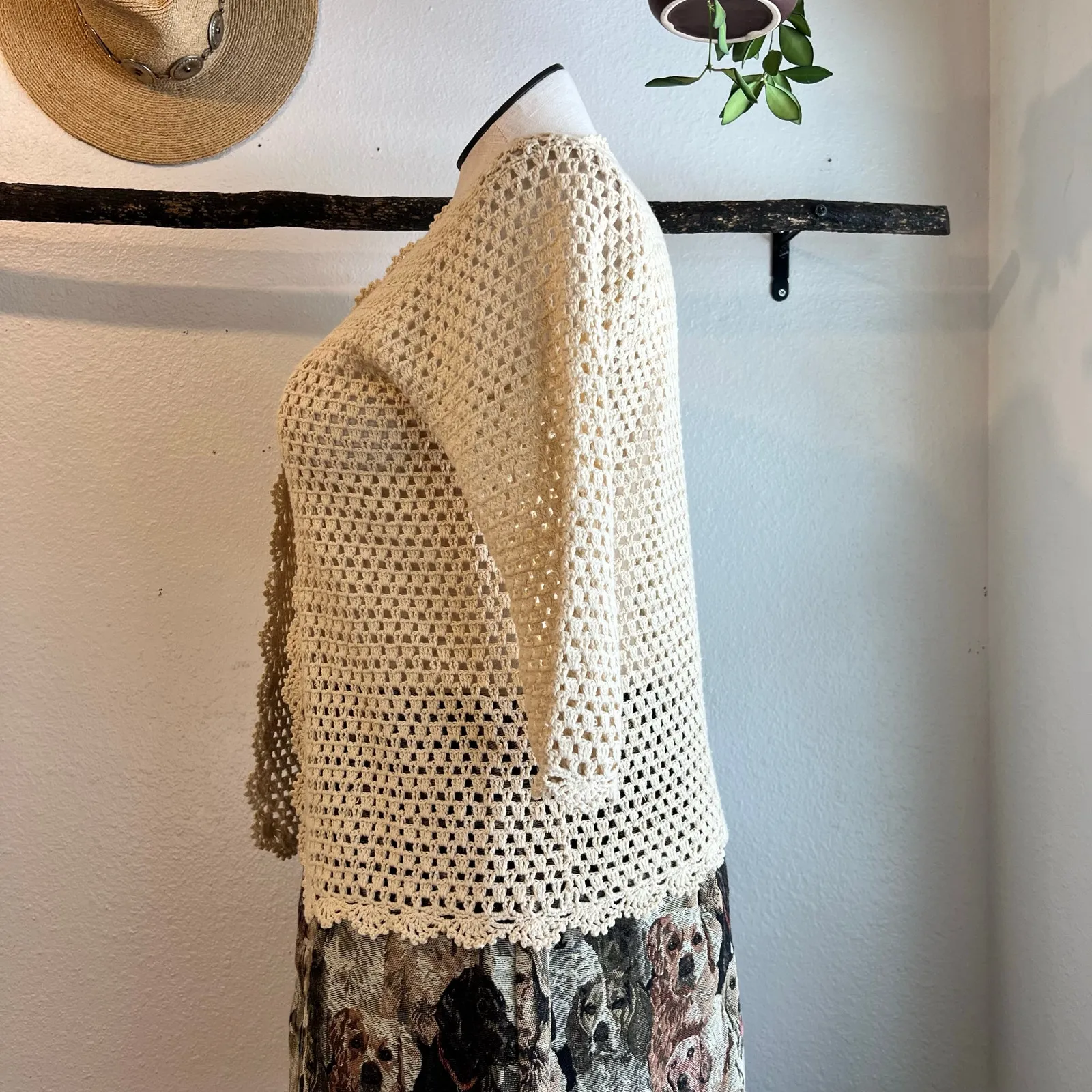 Vintage Norm Thompson Linen Cotton Loose Knit Short Sleeve Sweater Size Large Tan - Image 4
