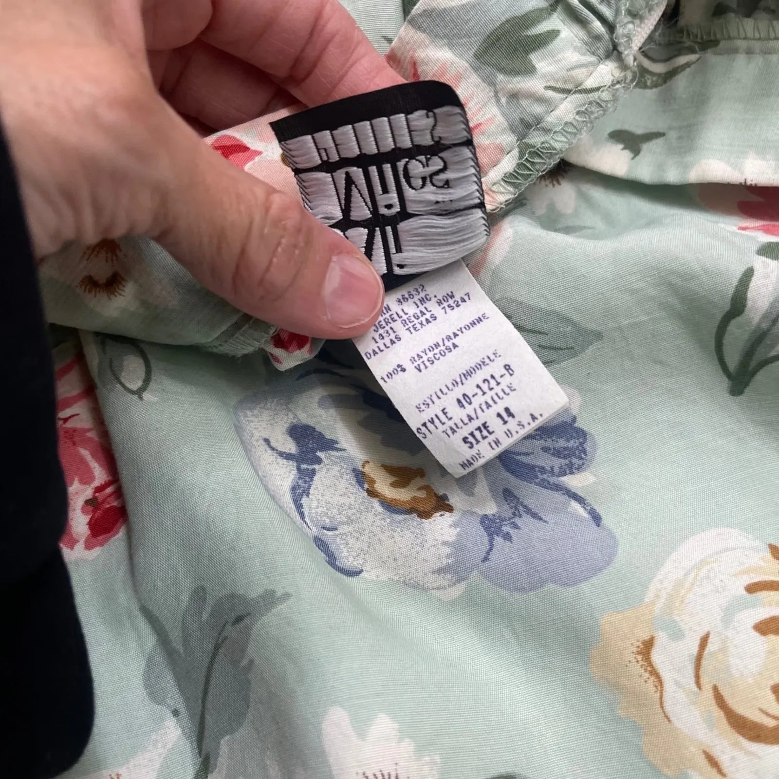 Ali Miles Petites Floral Print Two Piece Outfit Top Skirt Size 14 vintage USA Green - Image 6