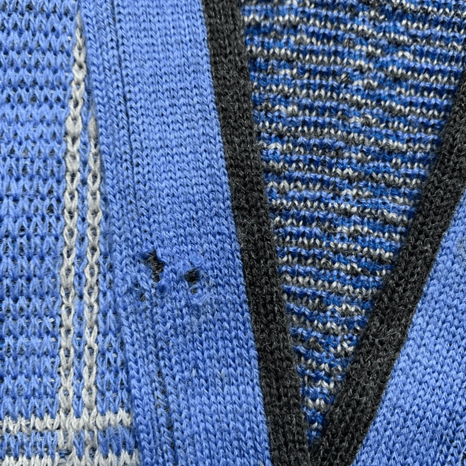 Vintage Pendleton Wool Knit Cardigan Navy Plaid Grandpa Sweater Large Preppy - Image 7