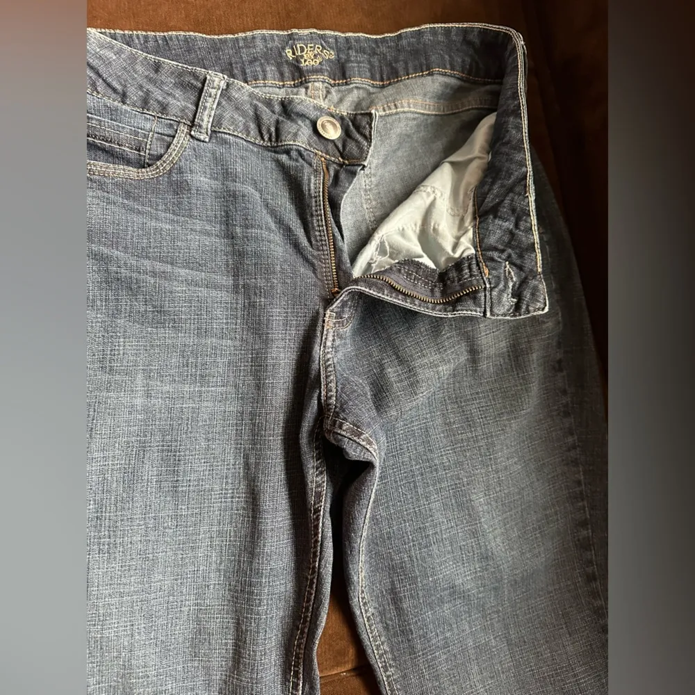 Blue Lee Rider Wide Leg Jeans Mid Rise Sz 16 P - Image 5