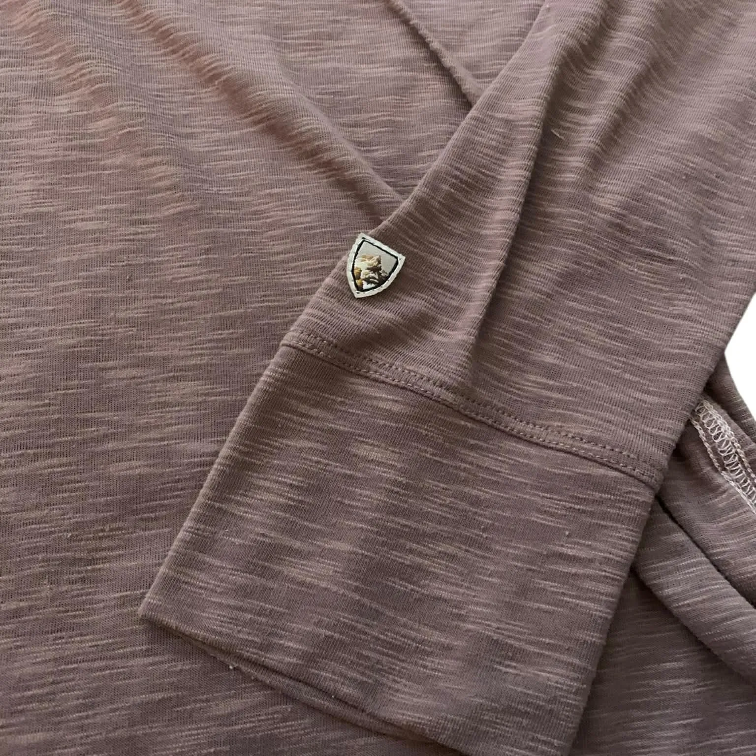 ​KÜHL Burgundy Brown Slub Knit Hooded Henley Top XL Gorpcore Granola Girl - Image 5