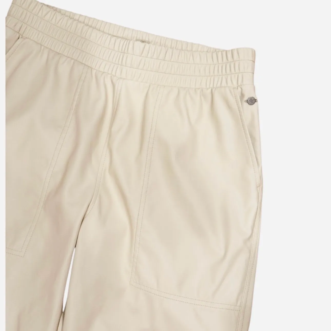 Calia Faux Leather Joggers Ivory Cream High Rise High Waist M - Image 6