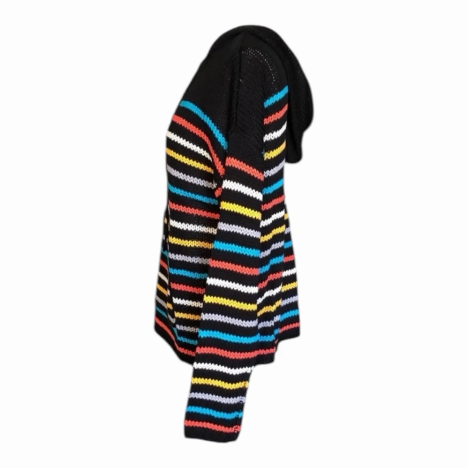 LoveStitch NWT Black Aqua Orange Stripe Kangaroo Pocket Hoodie Long Sleeve - Image 7