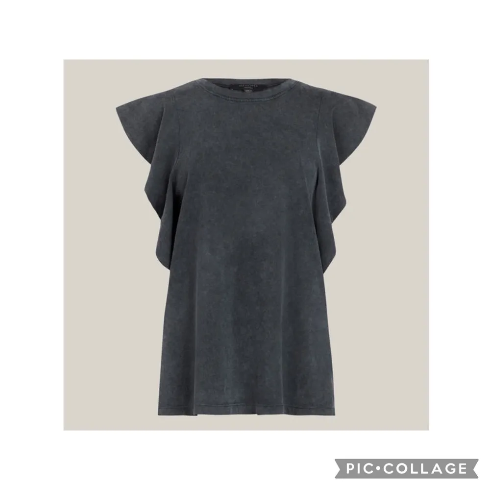 All Saints Lara Ruffle Cami Blouse in Acid Washed Black Size US 2 NWT - Image 8