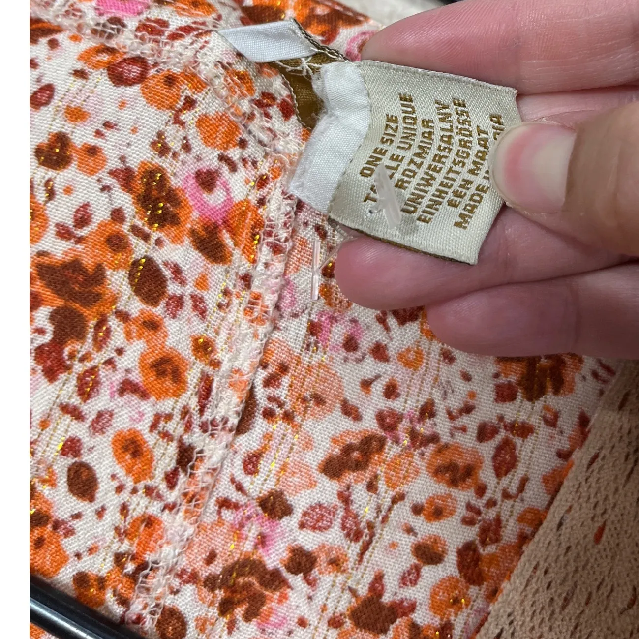 Nalini Floral Print Kimono Open Front Cardigan Duster Bell Sleeve One Size OS Tan - Image 4