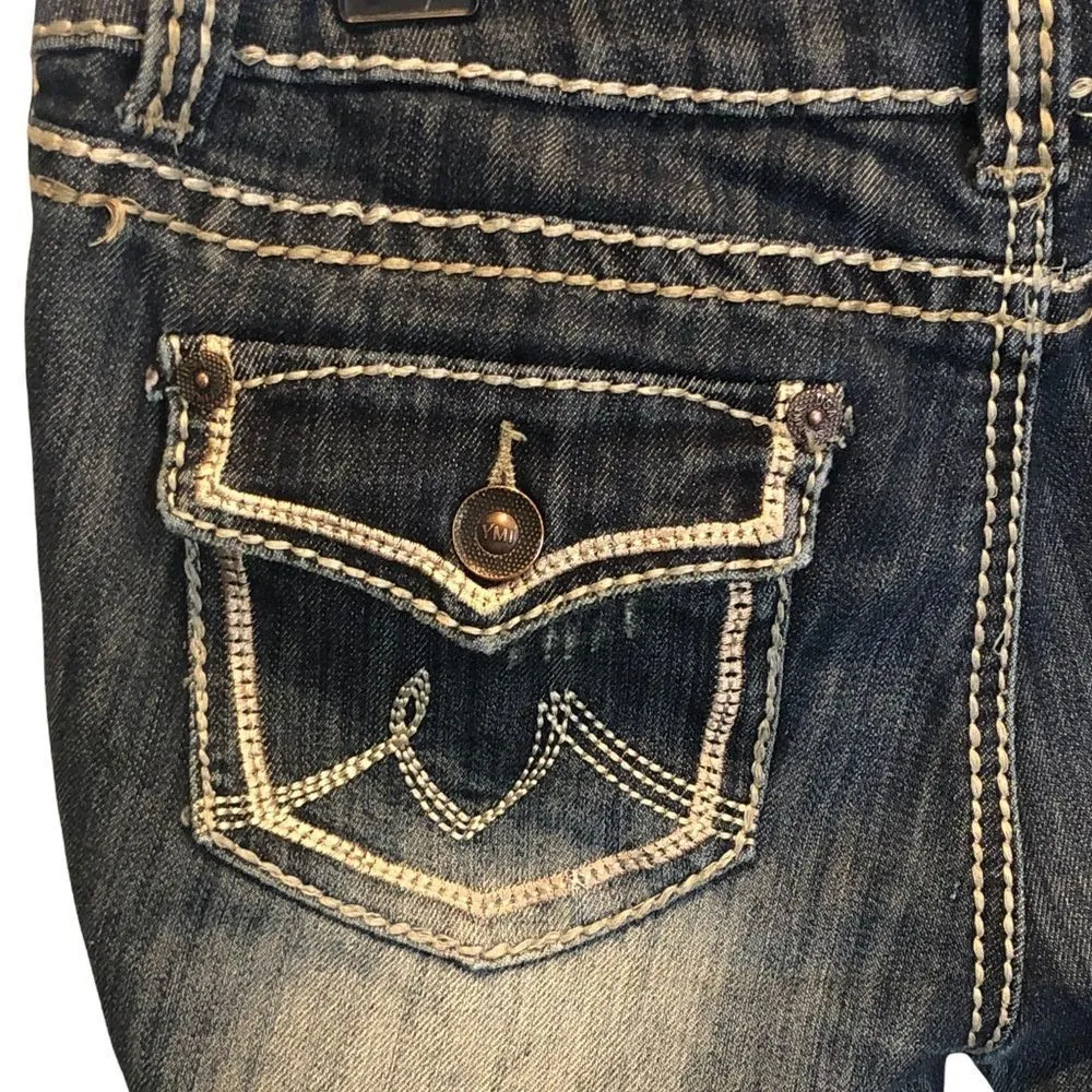 YMI Dark Wash and White Stitching  Straight Leg Jeans - Image 4