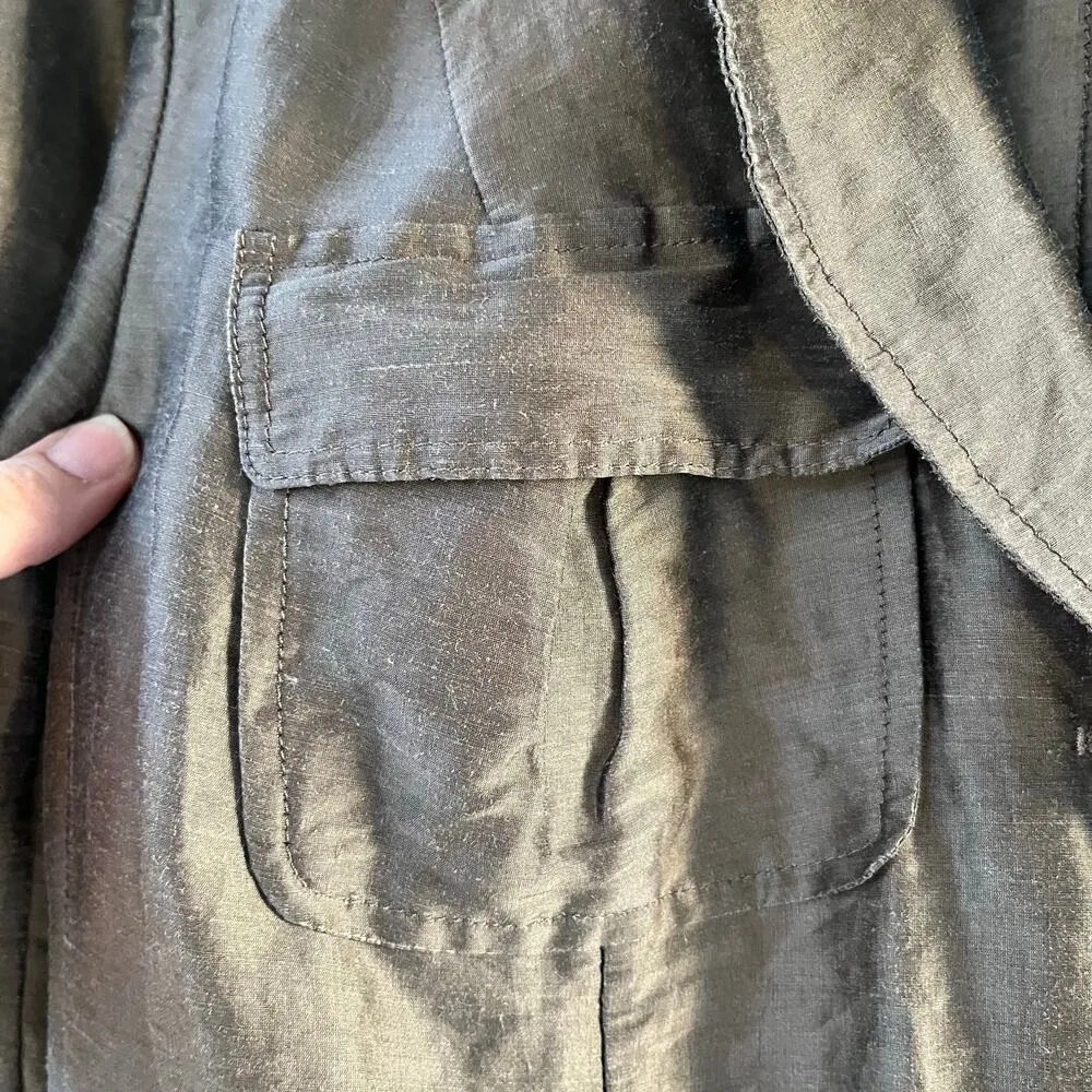 Lafayette 148 New York Women's Army Green/Brown Lightweight Jacket Size 14 - Image 4