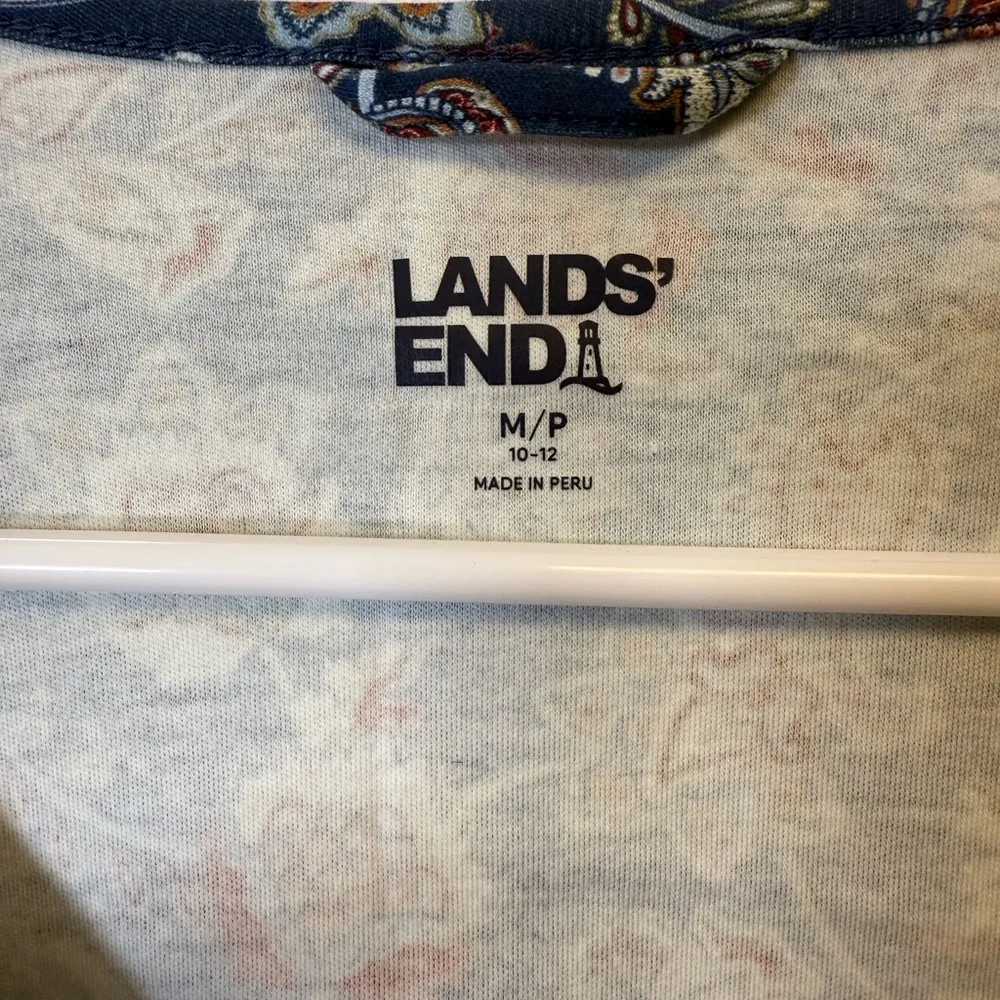 Lands End Blue And Burnt Orange Floral Cotton Dress Women’s Size MP (10-12) - Image 6