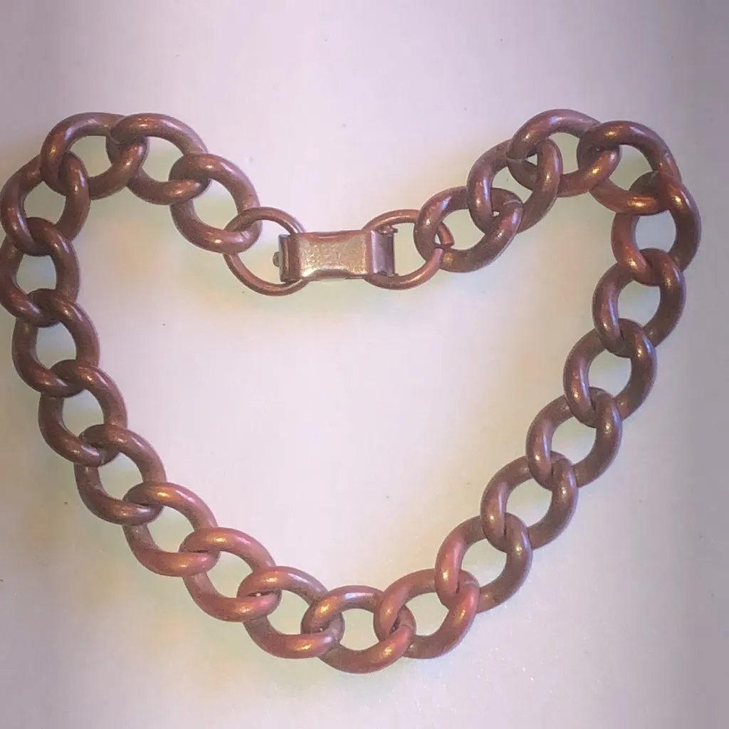 Vintage Chunky Copper Boho Chain Bracelet Brown - Image 4