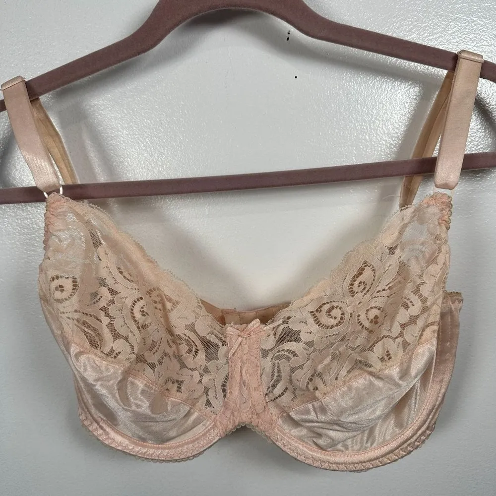 Vintage Pretty Bali 36D Bra Lace Satin Underwire Adjustable Straps 2402 Nylon - Image 3