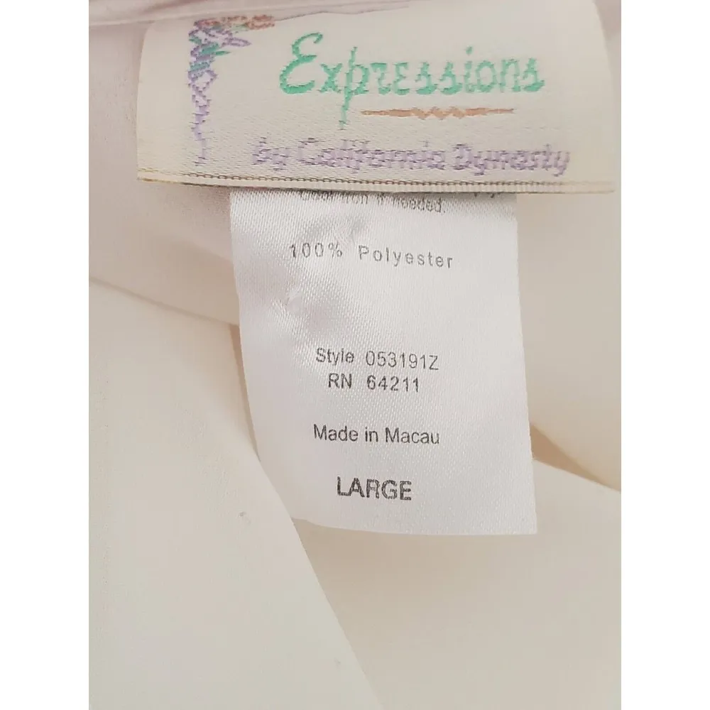 VTG Nightgown Expressions By California Dynasty White Embroidered Gown S… Size L - Image 7