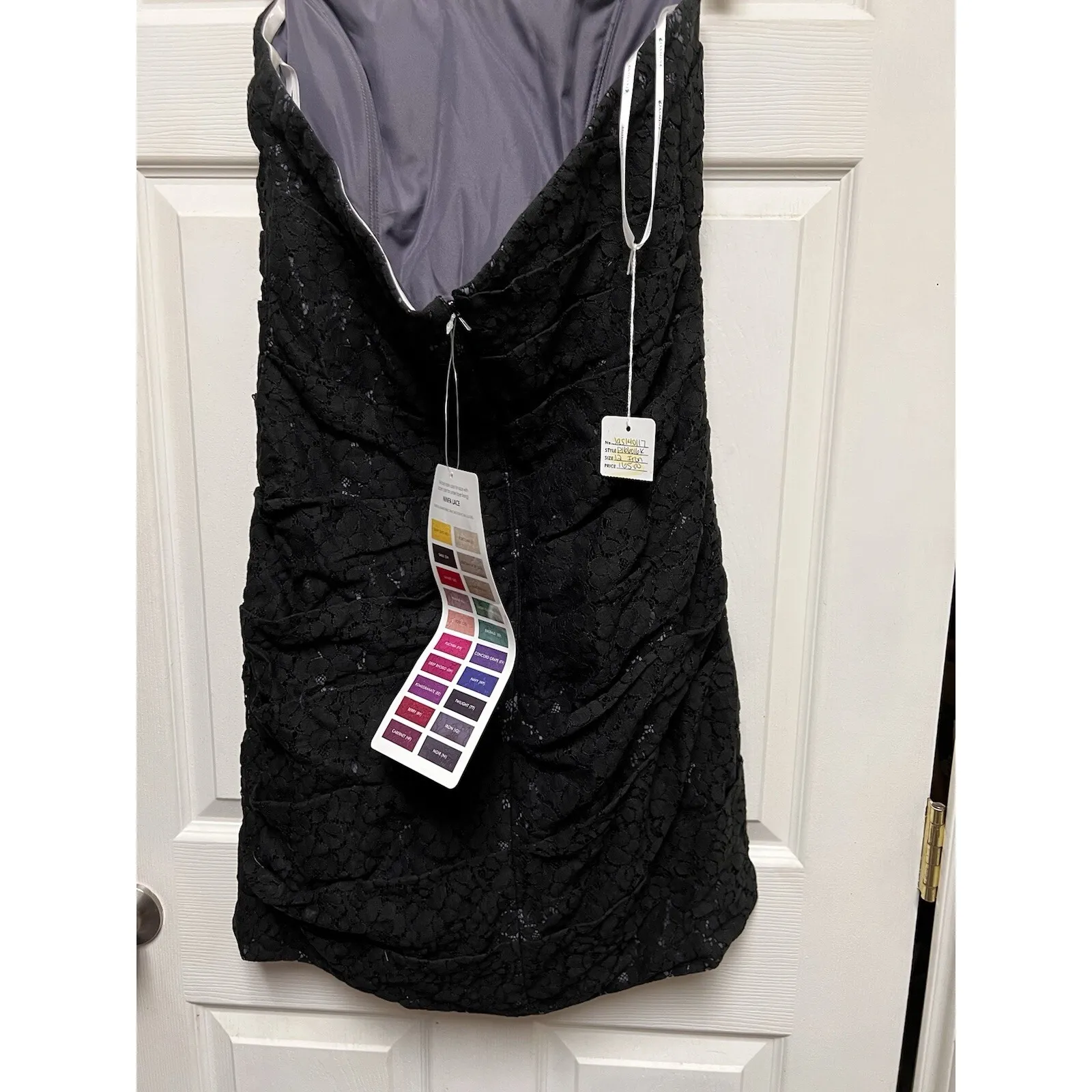 NWT $165 Jasmine Dress Women's Size 12 Black‎ Scrunch Lace Sleeveless  DAXc - Image 9