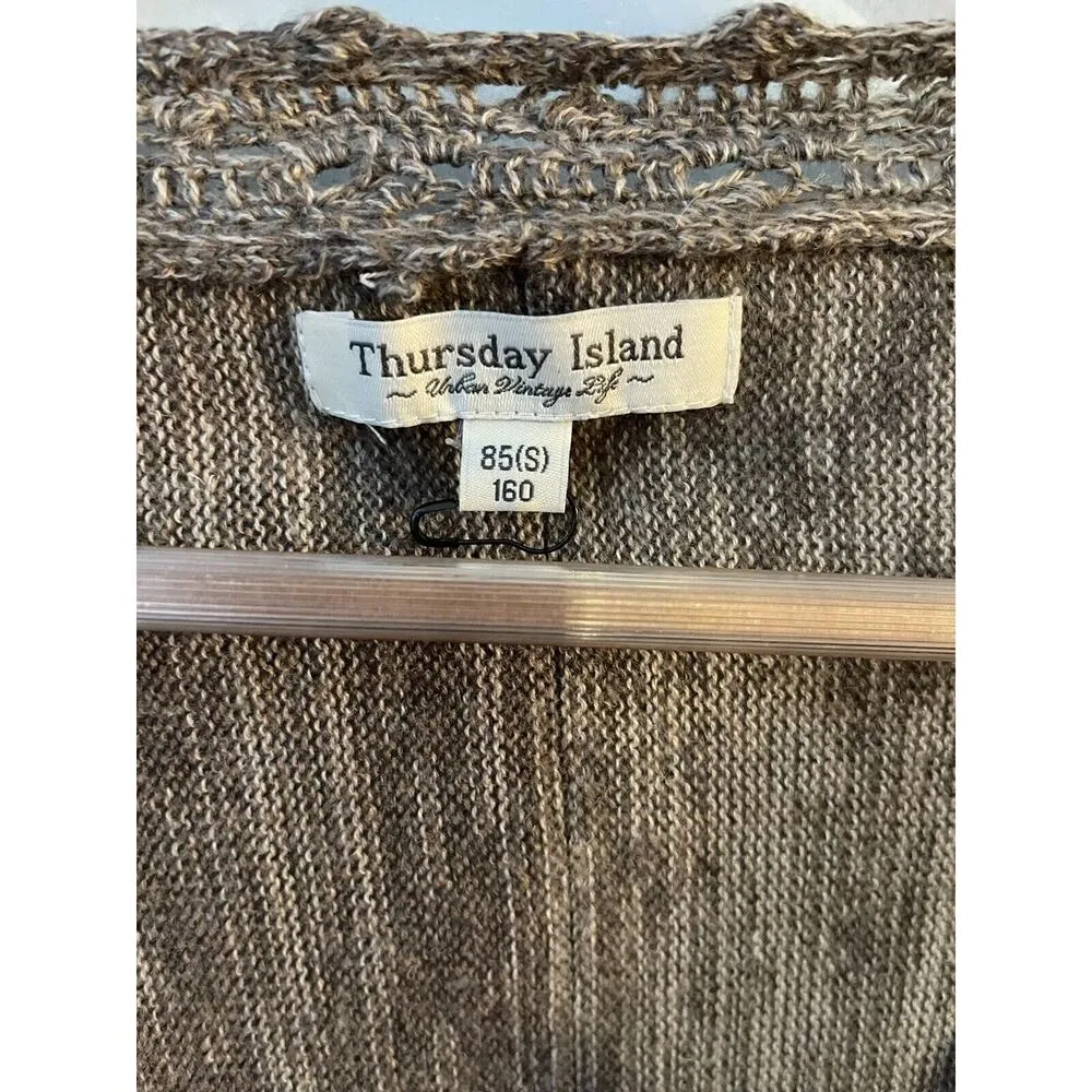 Thursday Island Cardigan Womens Small Short Sleeve Hi Low Boho Wool Blend - Image 4