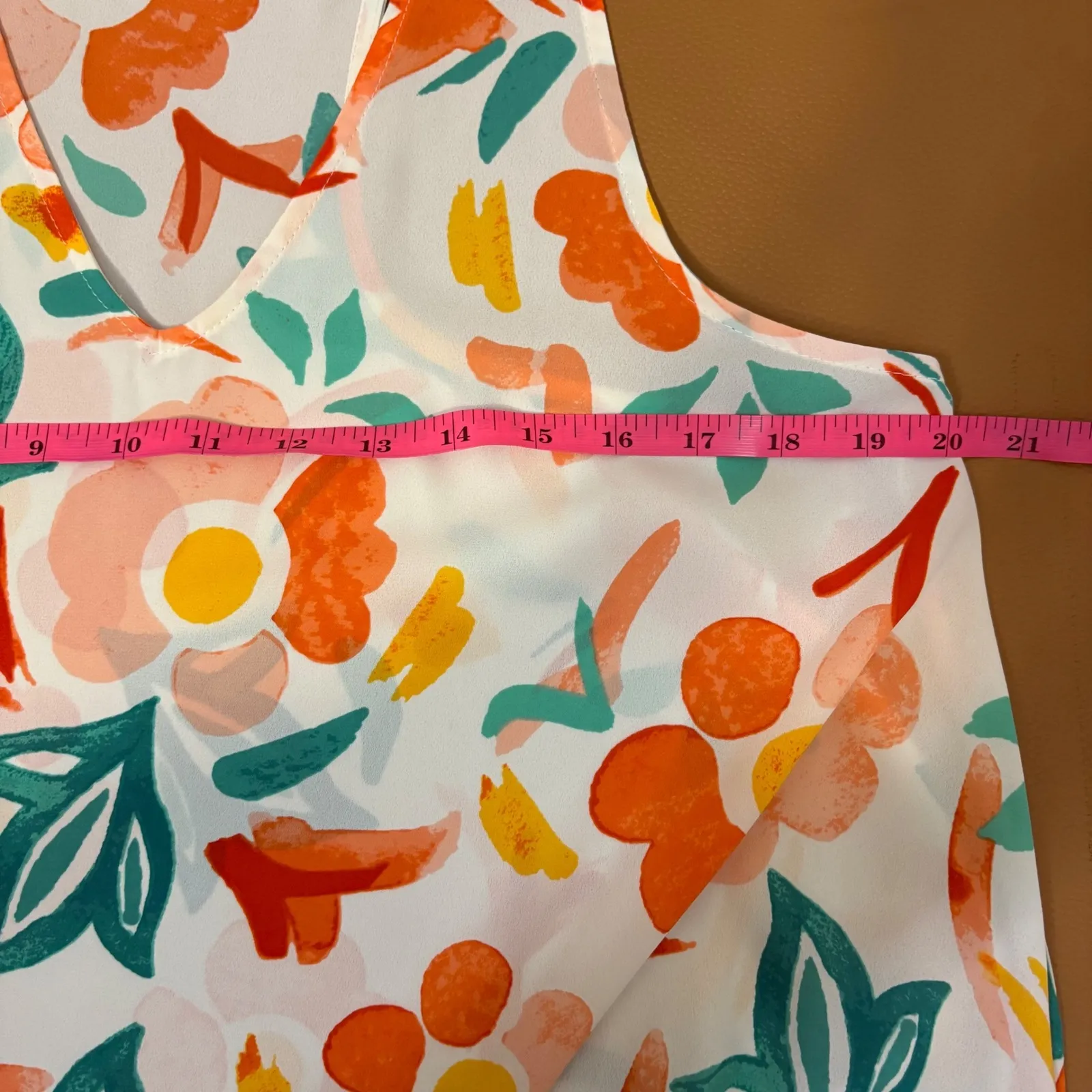 Everly Floral Tank Top Sleeveless Casual Summer Blouse White Orange Large‎ - Image 5