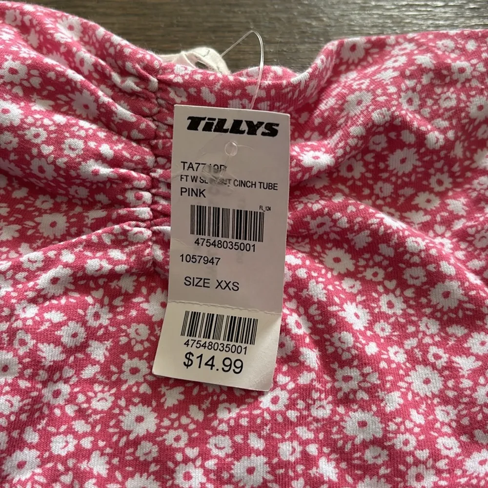 Tillys, pink flower, print, cinch tube top size XXS - Image 3