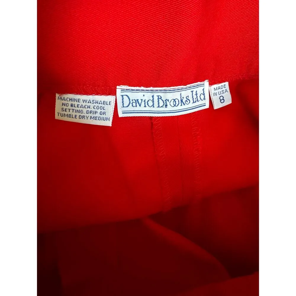 David Brooks Vintage 70’s Red High Waist Pleated Shorts side buckle size Small - Image 10