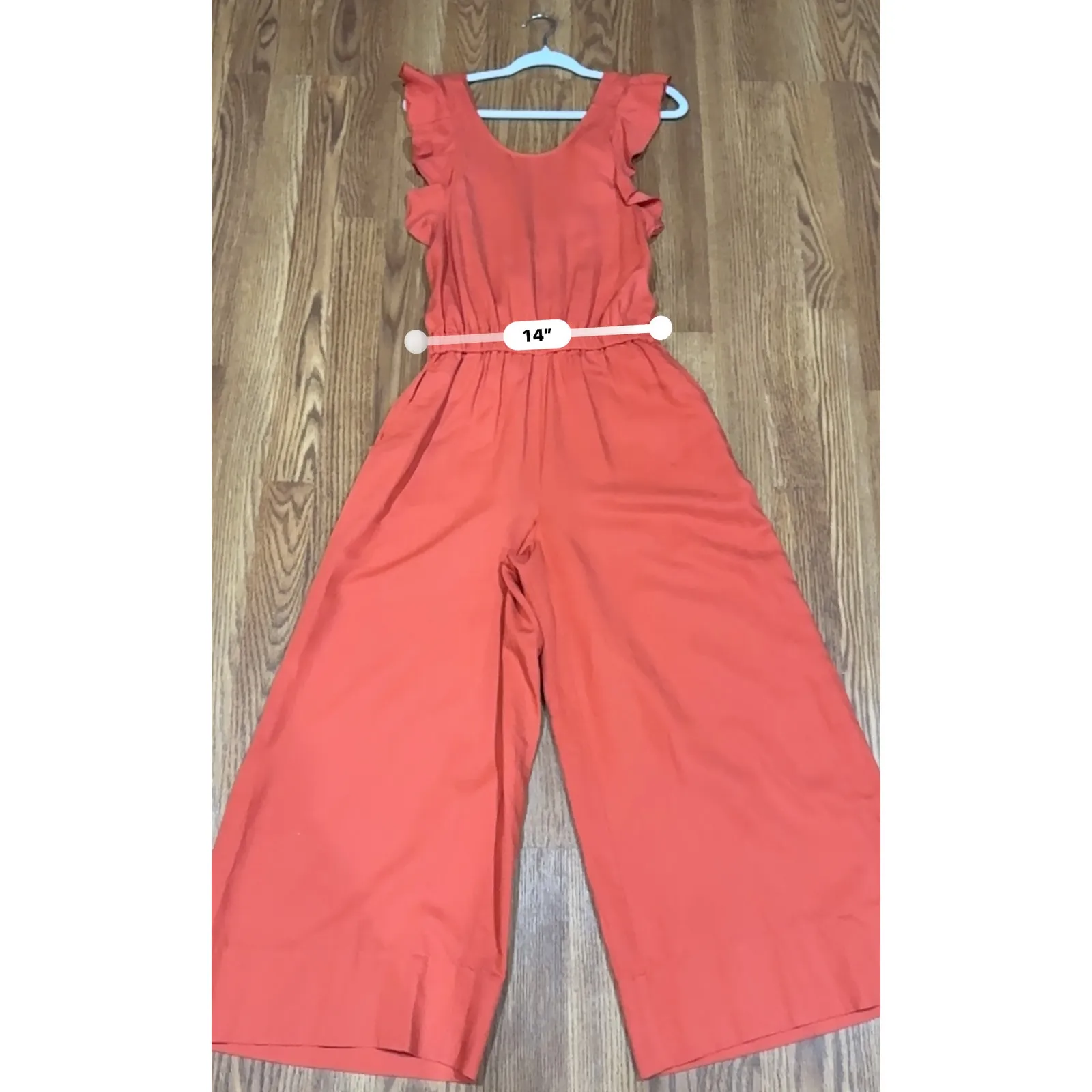 ULLA JOHNSON ORANGE LINEN BLEND OPEN CROSS-BACK ANKLE JUMPSUIT SZ 4 - Image 7