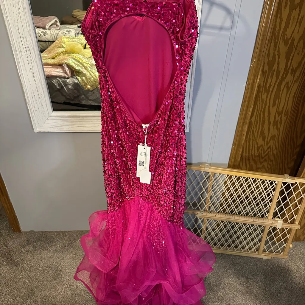 Stunning Pink Sequin Gown - Image 2