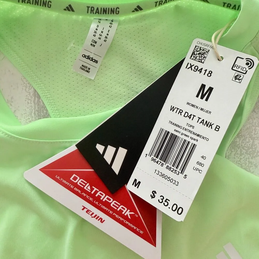 NWT Adidas Womens WTR D4T Green Sleeveless Athletic Tank Top Sz M - Image 4