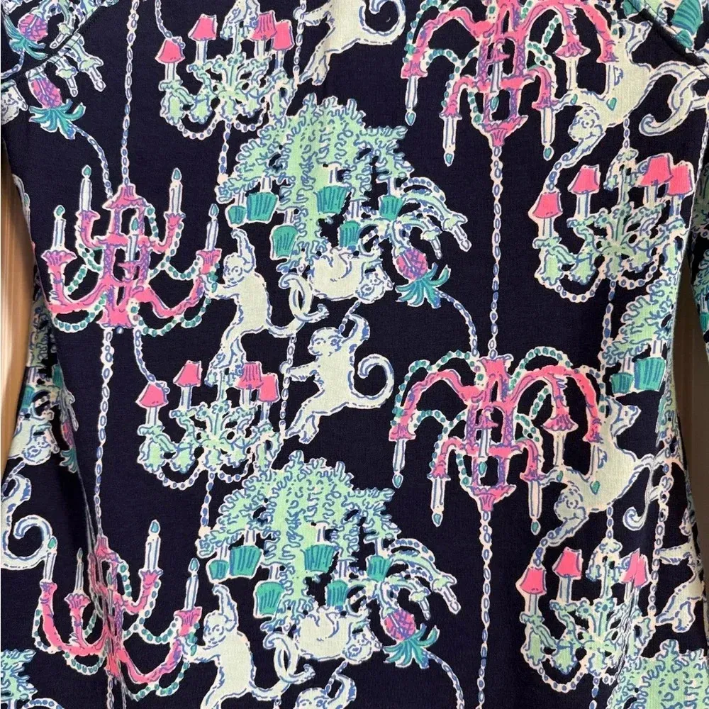 Lilly Pulitzer Skipper Dress Womens XXSmall Long Sleeve Pop Up Monkey Trouble - Image 8