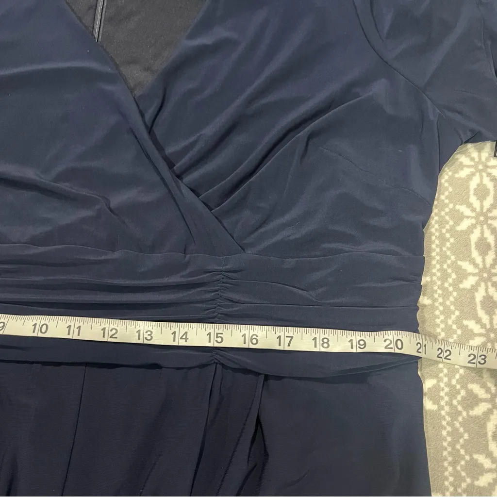 Jessica Howard Plus Size Navy Surplice Ruched Jersey Jumpsuit in 2X - Image 14